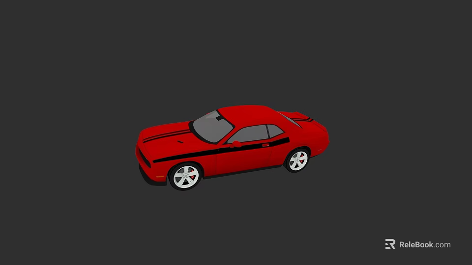 Red Two Door Sports Car With Black Stripes And Sleek Exterior Design 3d model 