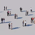 Diverse Group of People Standing in Small Groups in Open Space