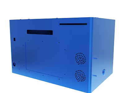 Modern Blue Device Enclosure With Ventilation Holes And Panel Design 3d model