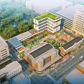 Modern Office Building Simple Multi-storey Office Building Fold Plate Horizontal Line 3d model