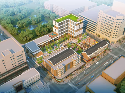 Modern Office Building Simple Multi-storey Office Building Fold Plate Horizontal Line 3d model