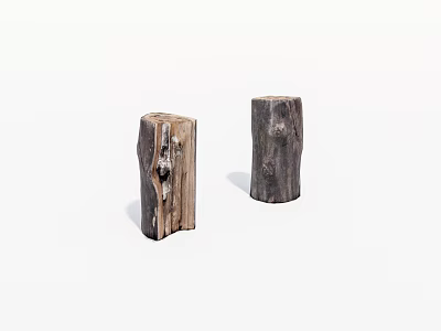 Natural Wooden Stumps Decorative Accents With Rustic Texture And Handcrafted Details 3d model