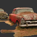 Vintage Rusty Old Cars Featuring Weathered Exterior And Dirt Covered Bodies