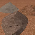 Construction Site With Three Material Mounds Gray Brown Dark Gray on Reddish Brown Ground 3d model