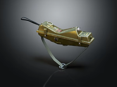 Industrial Metallic Foot Switch With Black Cable Green Strap And Switch Mechanism 3d model