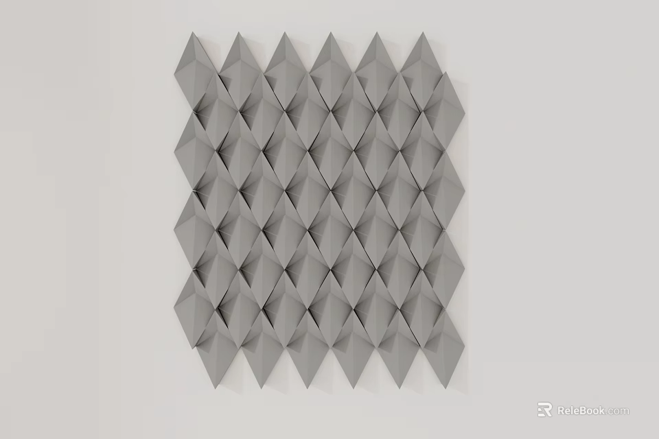 Modern Gray Geometric Diamond Carving Pattern Neatly Arranged On White Background 3d model
