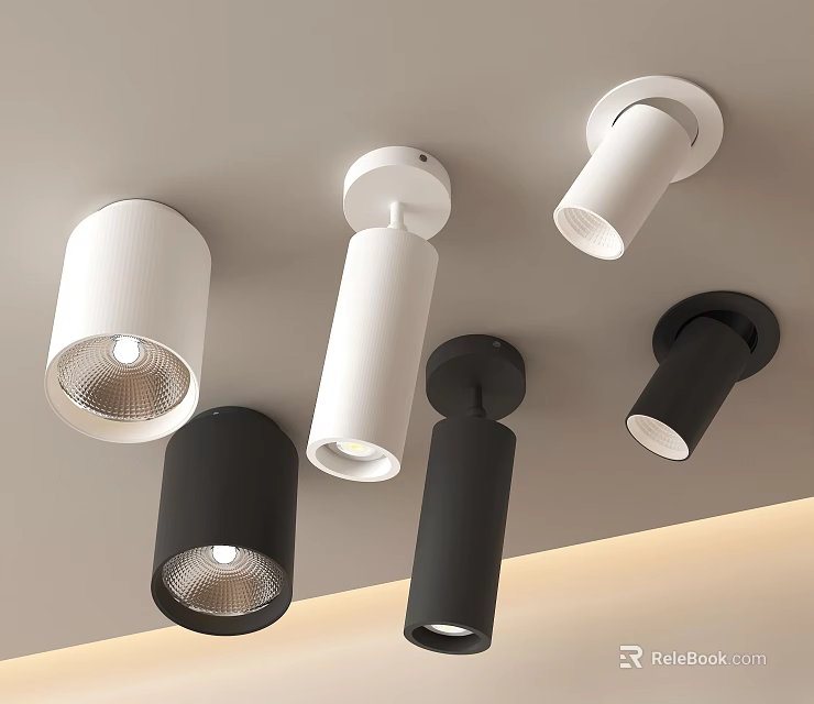 Modern White And Black Downlights And Spotlights For Ceiling Lighting Decor 3d model