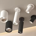 Modern White And Black Downlights And Spotlights For Ceiling Lighting Decor 3d model
