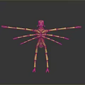 Fictional Multi Limb Creature Character with Yellow Red Color 3D Model Design