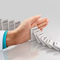 Hand Stopping Dominoes Labeled Diabetes Obesity Cancer To Prevent Chain Reaction