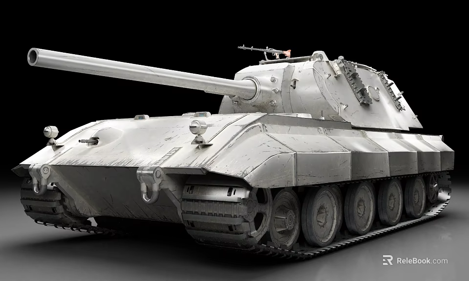 Military Tank With Heavy Armored Body Long Barrel Cannon And Tracks 3d model 