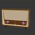 Vintage Radio With Wooden Frame Mesh Speaker Grille And Tuning Knobs