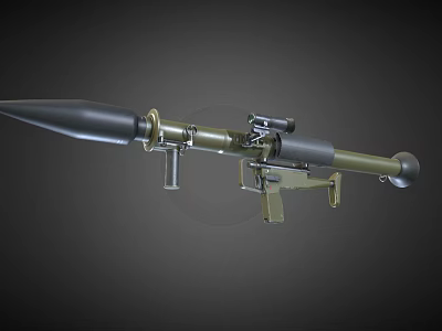 Military Rocket Launcher With Long Metal Tube And Tactical Sight Device 3d model