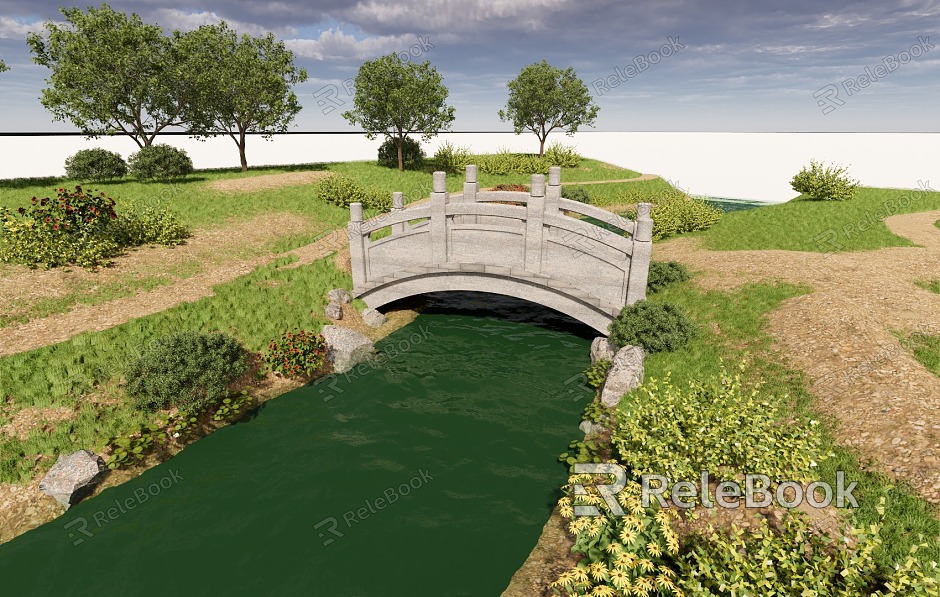 River Bridge River Landscape Waterfront River Landscape Bridge River model