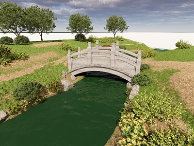 River Bridge River Landscape Waterfront River Landscape Bridge River model