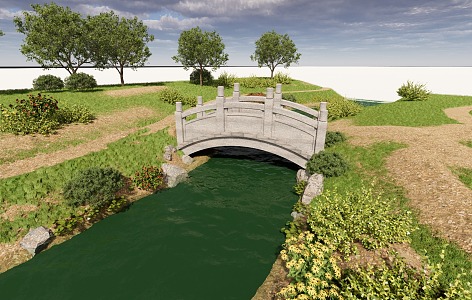 River Bridge River Landscape Waterfront River Landscape Bridge River 3d model