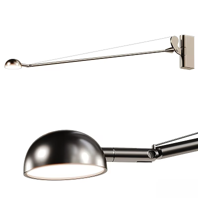 Modern Adjustable Silver And Black Wall Lamps With Spherical Shade And Metal Design 3d model