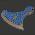 Ornate Golden Axe Weapon With Intricate Carved Patterns And Decorative Details