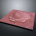 Red Mars Landscape With Central Crater And Textured Surface White Patches 3d model