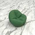 Soft and Comfortable Green Bean Bag Chair on Marble Textured Floor