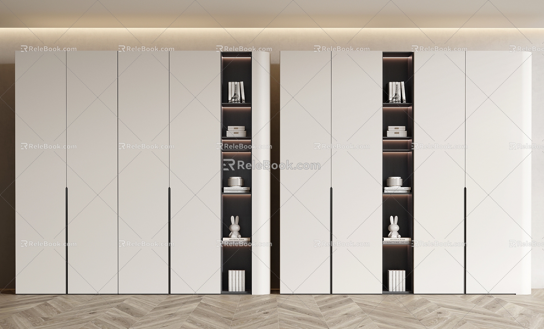 Wardrobe Flat Door Wardrobe Decorative Cabinet Locker 3d model