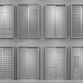 Modern Sliding Doors With Various Decorative Patterns And Glass Designs 3d model