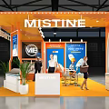 MISTINE Orange Modern Exhibition Booth With Display Panels And Staff Interaction