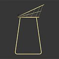 Modern Bar Stool With Golden Metal Frame Circular Backrest And Blue Cushion Reflective Base