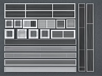 Multiple Types Of Air Conditioner Vents With Various Designs And Sizes For Home Ventilation 3d model