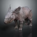 Detailed 3D Rhinoceros Model With Realistic Skin Texture And Digital Rendering