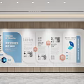 Modern Corporate Reception Desk With Marble Counter Decorative Wall And Signage