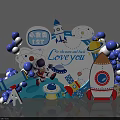 Space Theme First Birthday Photo Spot with Rocket Astronaut Balloons Telescope and Planets