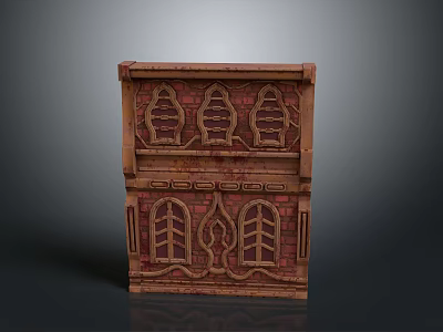 Architectural Building Model With Red Brick Structure And Arched Windows Design 3d model