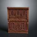 Architectural Building Model With Red Brick Structure And Arched Windows Design