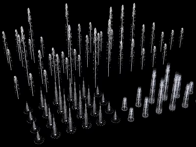Transparent Cone Shaped Garden Ornaments With Various Heights Arrangement For Outdoor Decorative 3d model