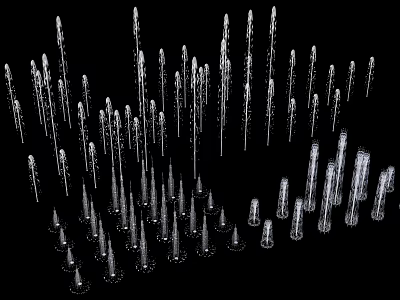 Transparent Cone Shaped Garden Ornaments With Various Heights Arrangement For Outdoor Decorative 3d model