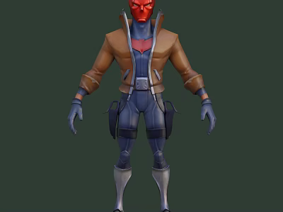 Game and Movie Character With Red Mask Brown Jacket Blue Outfit and Tool Belt 3d model