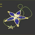 Stylish Unique Blue Star Shaped Clothing Accessory Pendant With Brown Cord