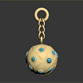 Elegant Gold Earrings With Turquoise Stones Spherical Design And Chain Details