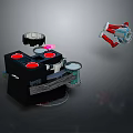 Black Electronic Device With Red Circular Elements Transparent Components And Red White Mechanism Parts 3d model