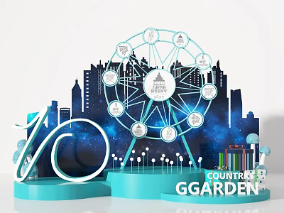 Country Garden 16th Anniversary Display With Ferris Wheel And City Skyline 3d model