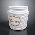 White Ribbed Honey Jar With Decorative Oval Label And Smooth Surface 3d model