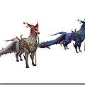 Game Movie Character Mythical Creature With Long Tail Color Variations And Ornamental Details