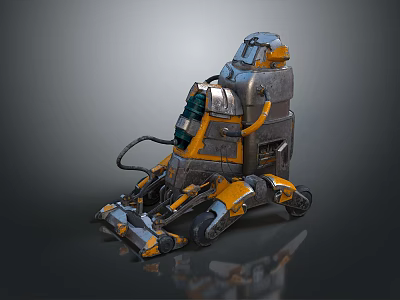 Advanced Computerized Multi Legged Robot with Metallic Yellow Gray Mechanical Industrial Design 3d model