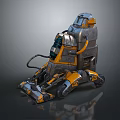 Advanced Computerized Multi Legged Robot with Metallic Yellow Gray Mechanical Industrial Design
