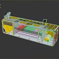 Modular Container Living Space With Yellow Frame Bed And Transparent Panels