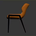 Modern Stylish Orange Upholstered Chair With Textured Back And Black Legs