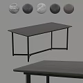 Modern Minimalist Dining Table With Dark Wooden Top And Black Metal Legs