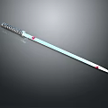Silver Blade Samurai Sword With Black And Silver Handle And Red Accents
