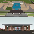 Modern gate entrance gate courtyard sketch water feature 3d model